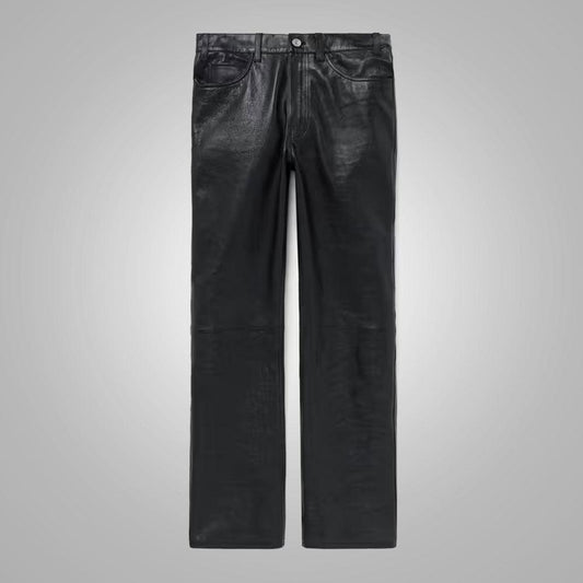 Mens Black New Style Fashion Leather Jean Pant - Leather Loom