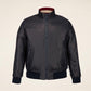 Mens Shinny Black Bomber Leather Jacket - Leather Loom