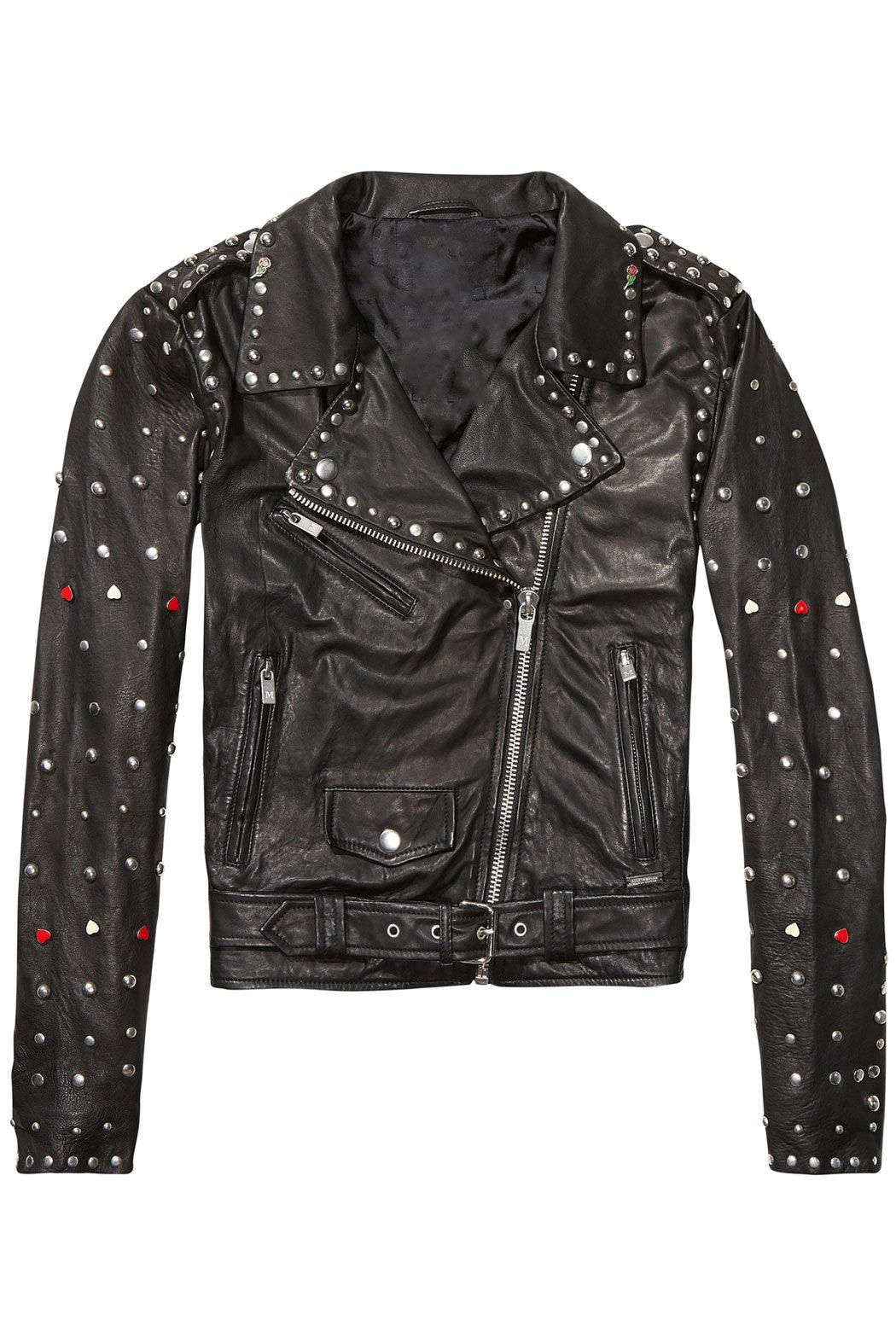 Black Women Spiked Studded Leather Motorcycle Jacket - Leather Loom