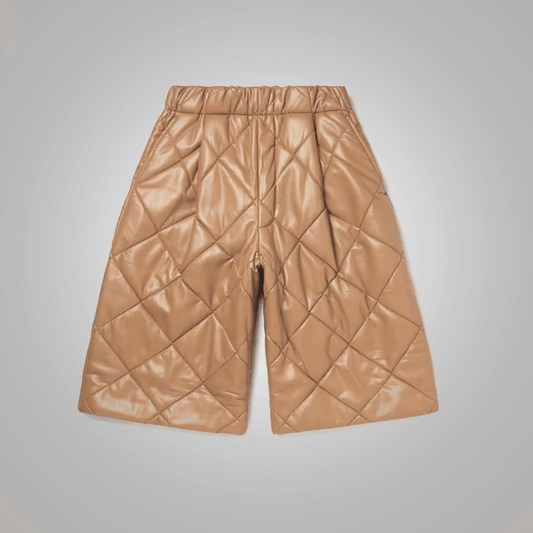 New Camel Mens Leather Shorts - Leather Loom