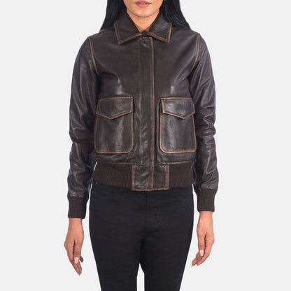 Westa A-2 Brown Leather Bomber Jacket - Leather Loom