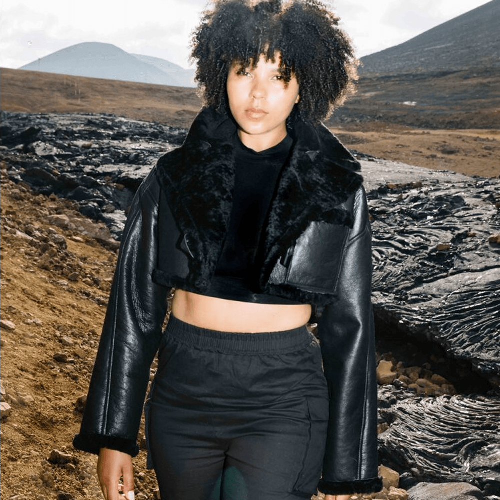 Women Black Pilot Aviator Flight B3 Sheepskin Shearling Leather Jacket - Leather Loom