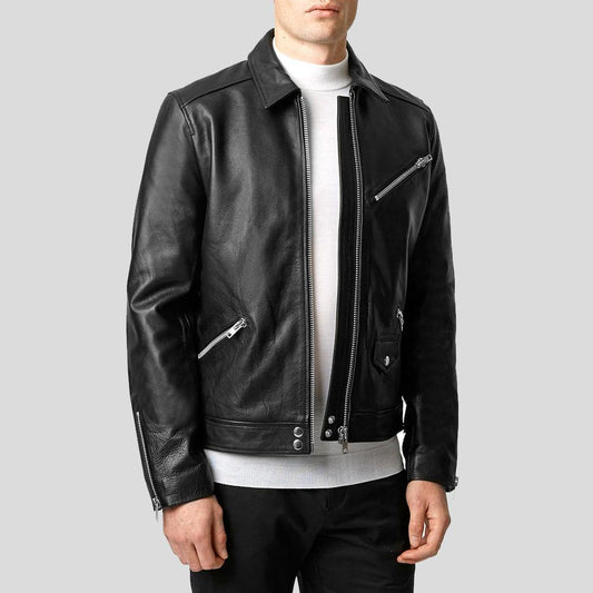 Benn Black Motorcycle Leather Jacket - Leather Loom