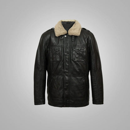 Mens Black Sheep Nappa Leather Coat - Leather Loom