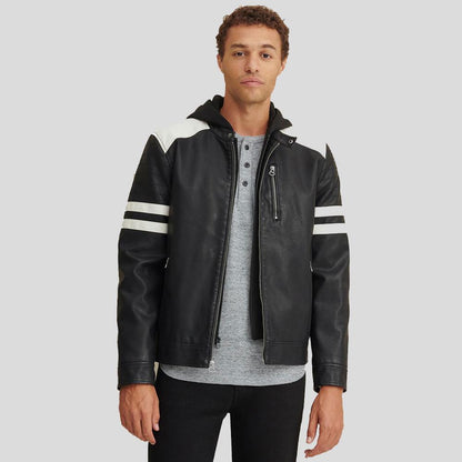 Cody Black Biker Leather Jacket for Men