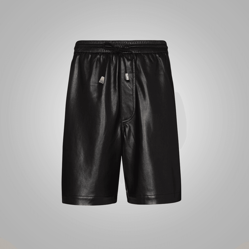 New Black Mens Lambskin Leather Shorts - Leather Loom
