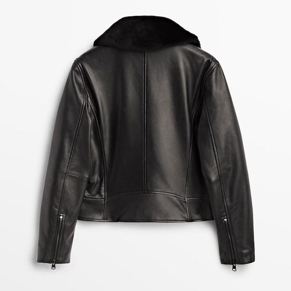 Sheepskin lined leather on sale jacket