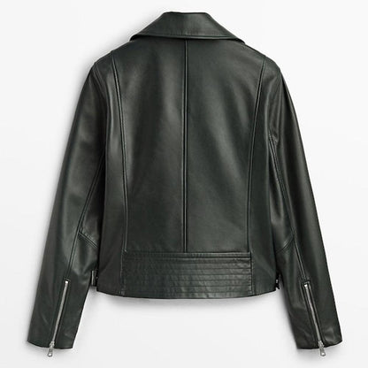 Women black Biker Leather Jacket - Leather Loom