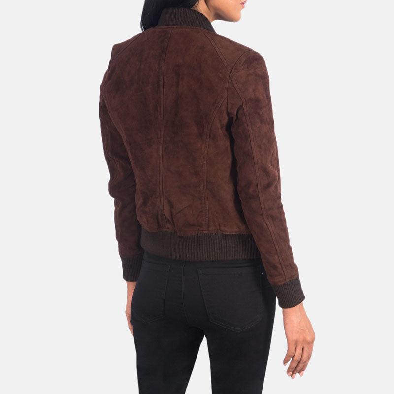 Bliss Brown Suede Bomber Jacket - Leather Loom
