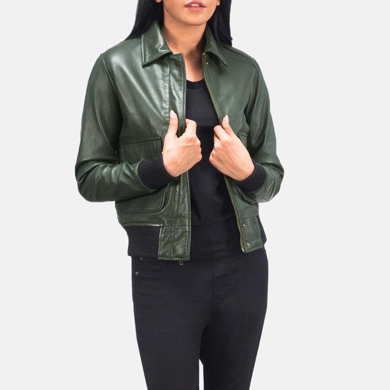 Westa A-2 Green Leather Bomber Jacket - Leather Loom