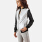 Cole Silver Leather Bomber Jacket - Leather Loom