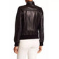 Womens Genuine Lambskin Black Leather Bomber Jacket - Leather Loom