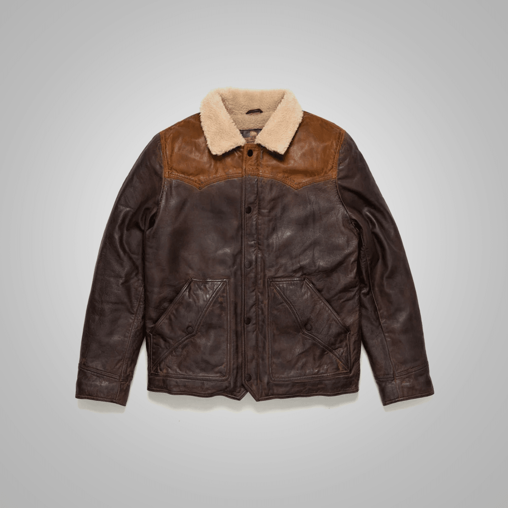 Mens Chocolate Brown Western Suede Leather Bomber Jacket - Leather Loom