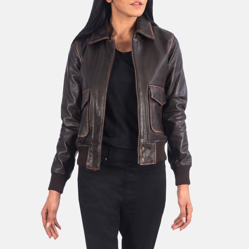 Westa A-2 Brown Leather Bomber Jacket - Leather Loom