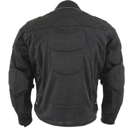 Men's 'Caliber' Black Mesh Motorcycle Jacket with X-Armor Protection - Leather Loom