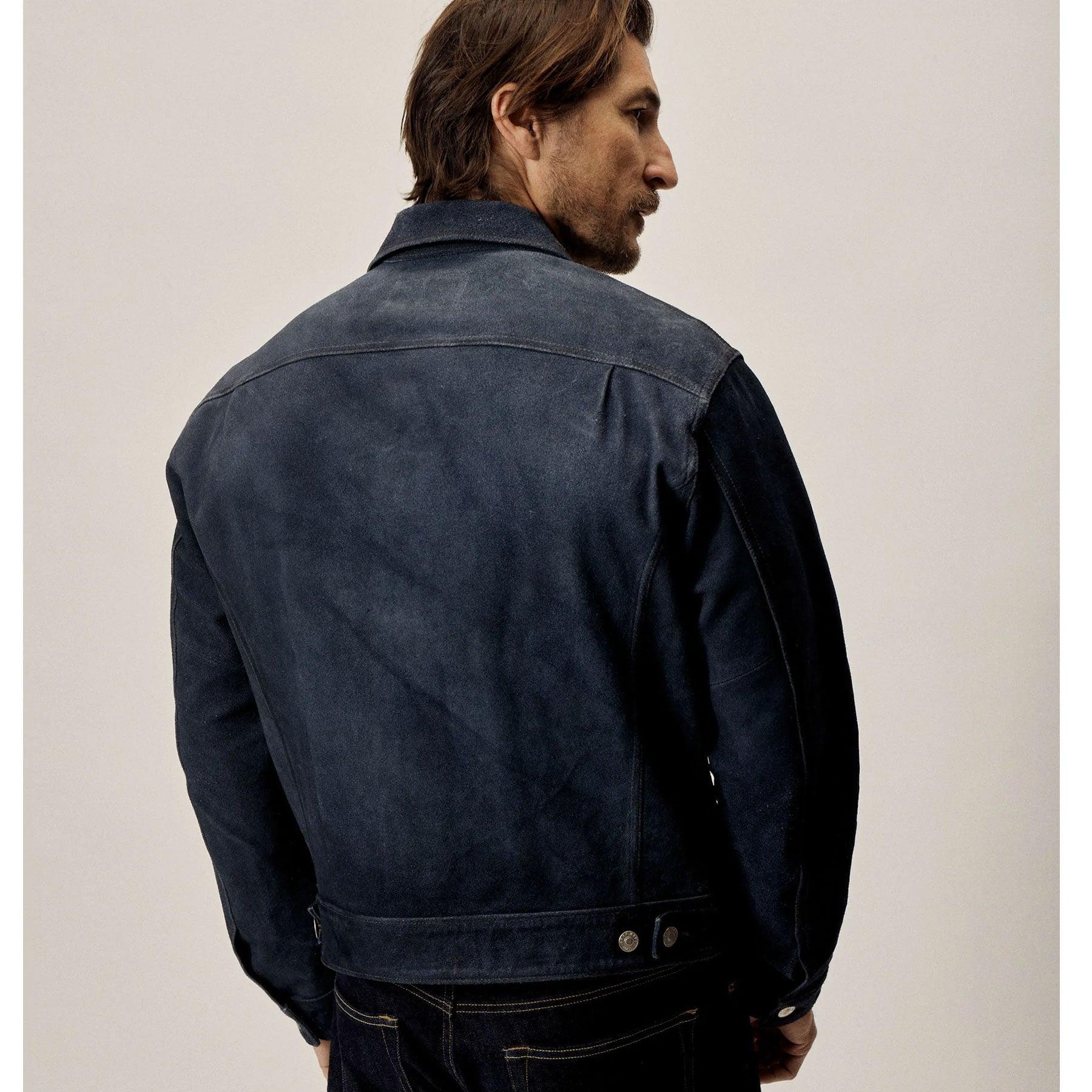 Men's Blue Suede Leather Jacket Shirt Jeans Style - Leather Loom