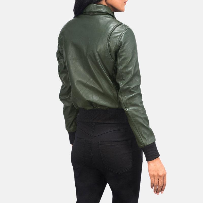 Westa A-2 Green Leather Bomber Jacket - Leather Loom