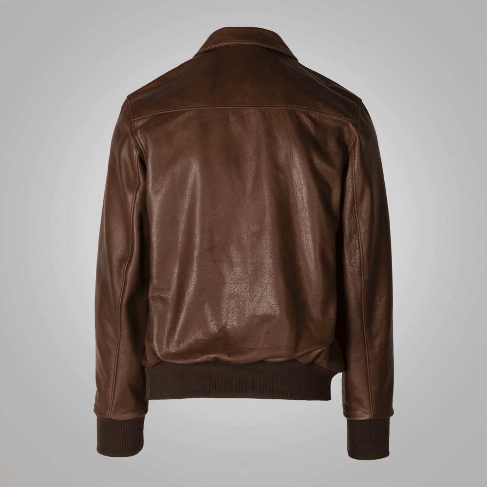 Brown Men Lambskin  A-2 Flight Leather Jacket - Leather Loom