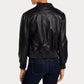 Women’s Faux Black Bomber Leather Jacket - Leather Loom