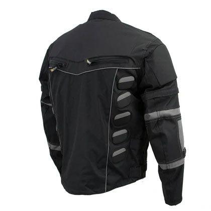 Men's 'Morph' Black and Grey Tri-Tex Armored Jacket with Removable Sleeves - Leather Loom