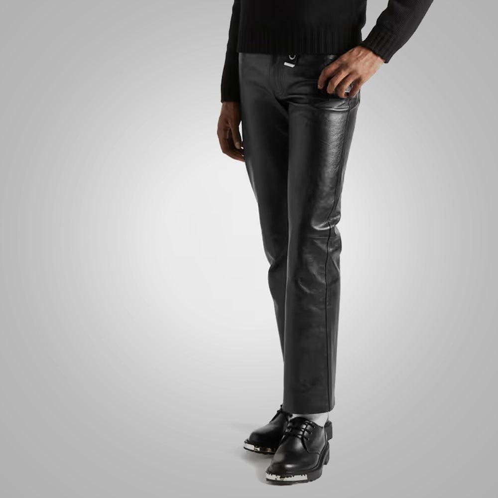 Mens Black New Style Fashion Leather Jean Pant - Leather Loom