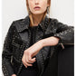 Women Black style Silver Spiked Studded Leather Biker Jacket - Leather Loom