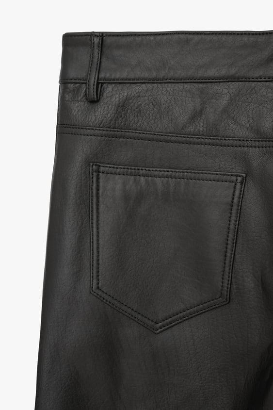 Black Mens Leather Real Sheep Skin Leather Biker Pant - Leather Loom