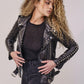 Women Black Style Silver Spiked Studded Leather Biker jacket - Leather Loom