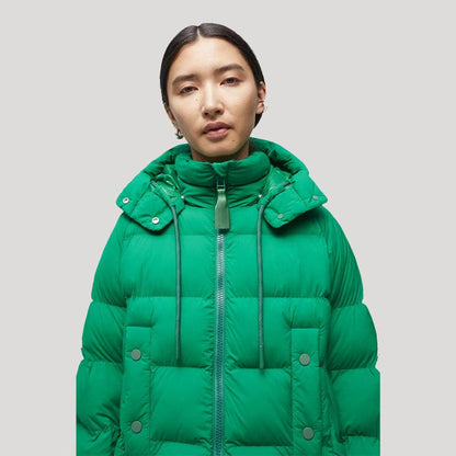 Womens Simple Green Puffer Jacket - Leather Loom