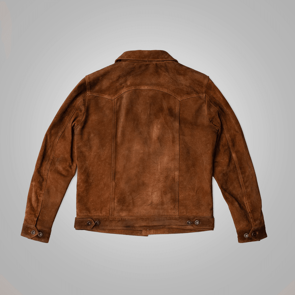 Men Chocolate Brown Style Fringes Suede Leather Western Jacket - Leather Loom