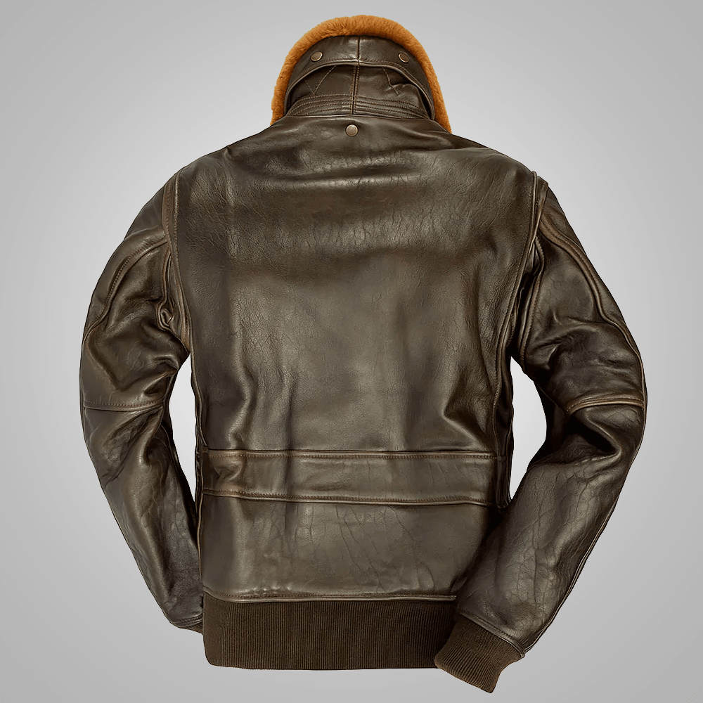 Brown Men  Lambskin G-1 Flight Leather Jacket - Leather Loom