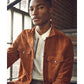 Men’s Burnt Orange Suede Leather Biker Jacket - Leather Loom