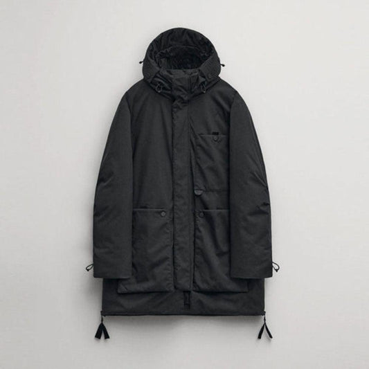 Men’s Black Long Parka Jacket - Leather Loom