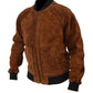 Aloha Premiere Bradley Bomber Suede Cooper Brown Leather Jacket - Leather Loom