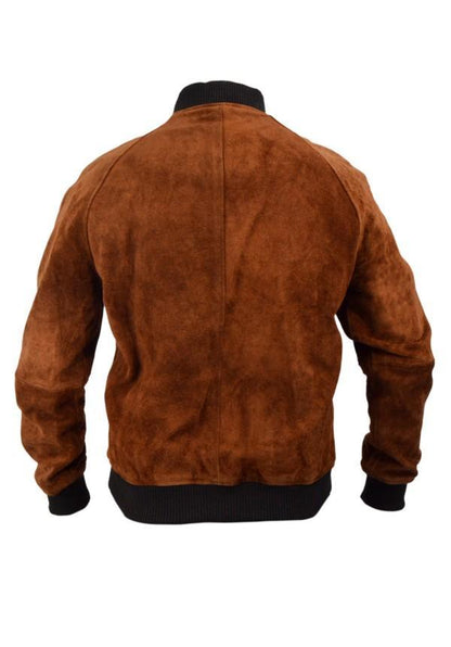 Aloha Premiere Bradley Bomber Suede Cooper Brown Leather Jacket - Leather Loom