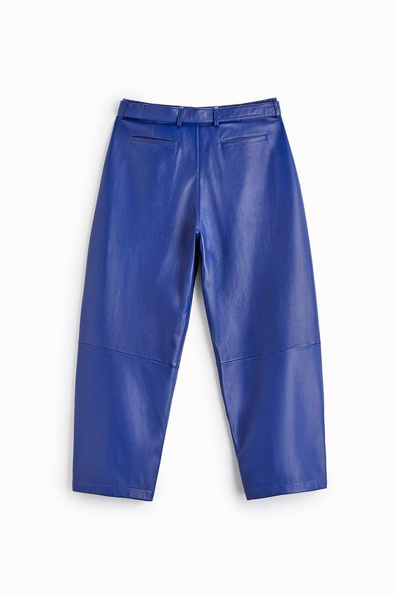 Blue Mens Sheep Skin Leather Real Biker Pants - Leather Loom