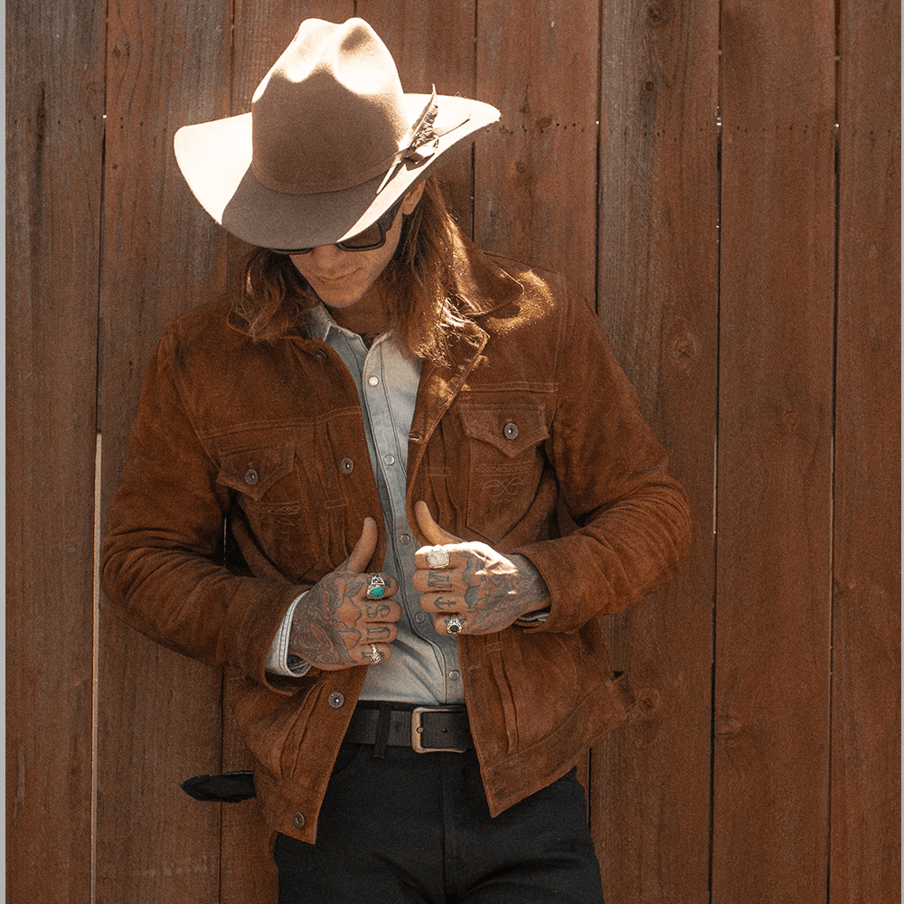 Men Chocolate Brown Style Fringes Suede Leather Western Jacket - Leather Loom