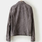 Men’s Chocolate Dark Charcoal Suede Leather  Bomber Jacket - Leather Loom