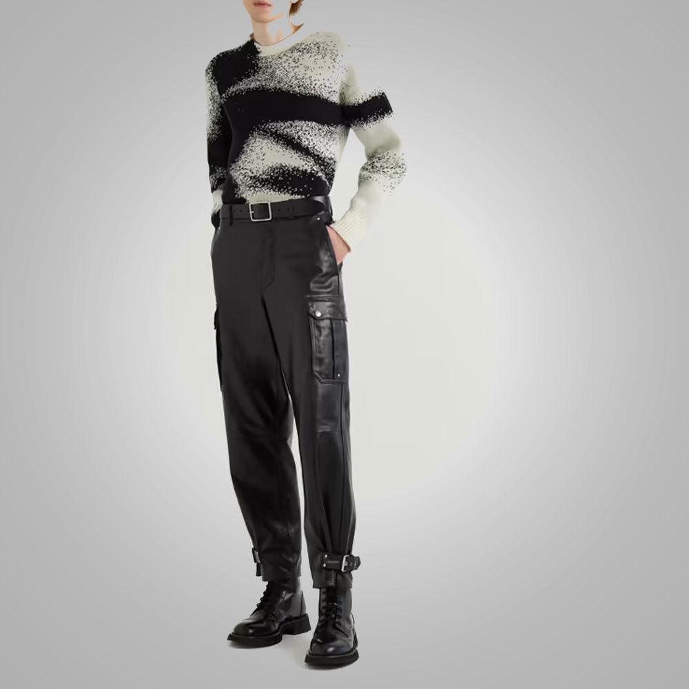Mens New Real Black Fashion Leather Pant - Leather Loom
