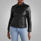 Women's Smooth Simple Buttery Soft Black Leather Shirt - Leather Loom