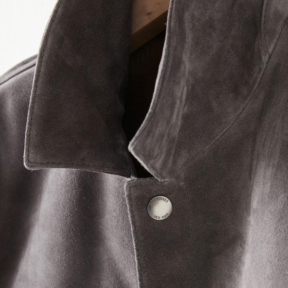 Men’s Chocolate Dark Charcoal Suede Leather  Bomber Jacket - Leather Loom