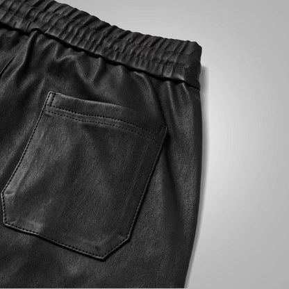 Mens New Style Black Sheep Skin Leather Pant - Leather Loom