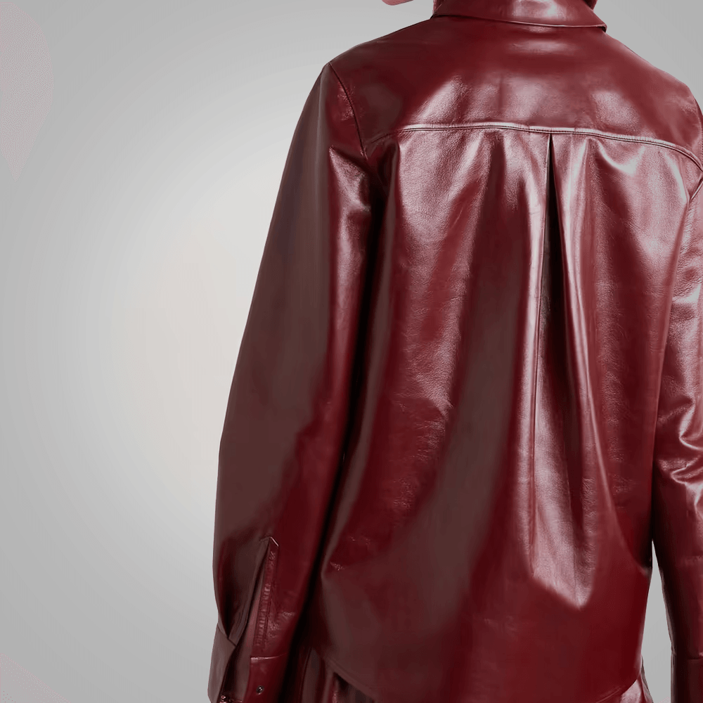 New Women's Buttery Soft Red Leather Shirt - Leather Loom