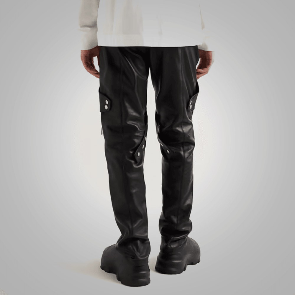 Black Mens Leather Real Sheep Skin Fashion Leather Biker Pant - Leather Loom