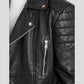 Alvin Black Biker Quilted Leather Jacket - Leather Loom