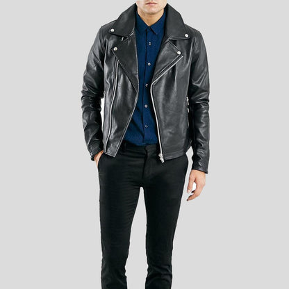 Barden Black Motorcycle Leather Jacket - Leather Loom