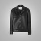 Women's Black Soft Fit Smooth Faux Leather Shirt - Leather Loom