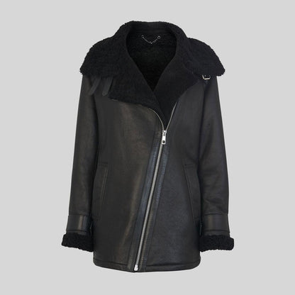 SHEARLING BRIANNA BIKER JACKET - Leather Loom