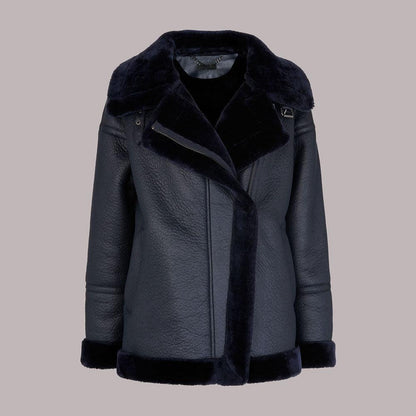 LAUREN FAUX FUR SHEARLING BIKER JACKET - Leather Loom