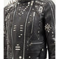 Black Women style Silver Long Spiked Studded Motorcycle Leather Jacket - Leather Loom